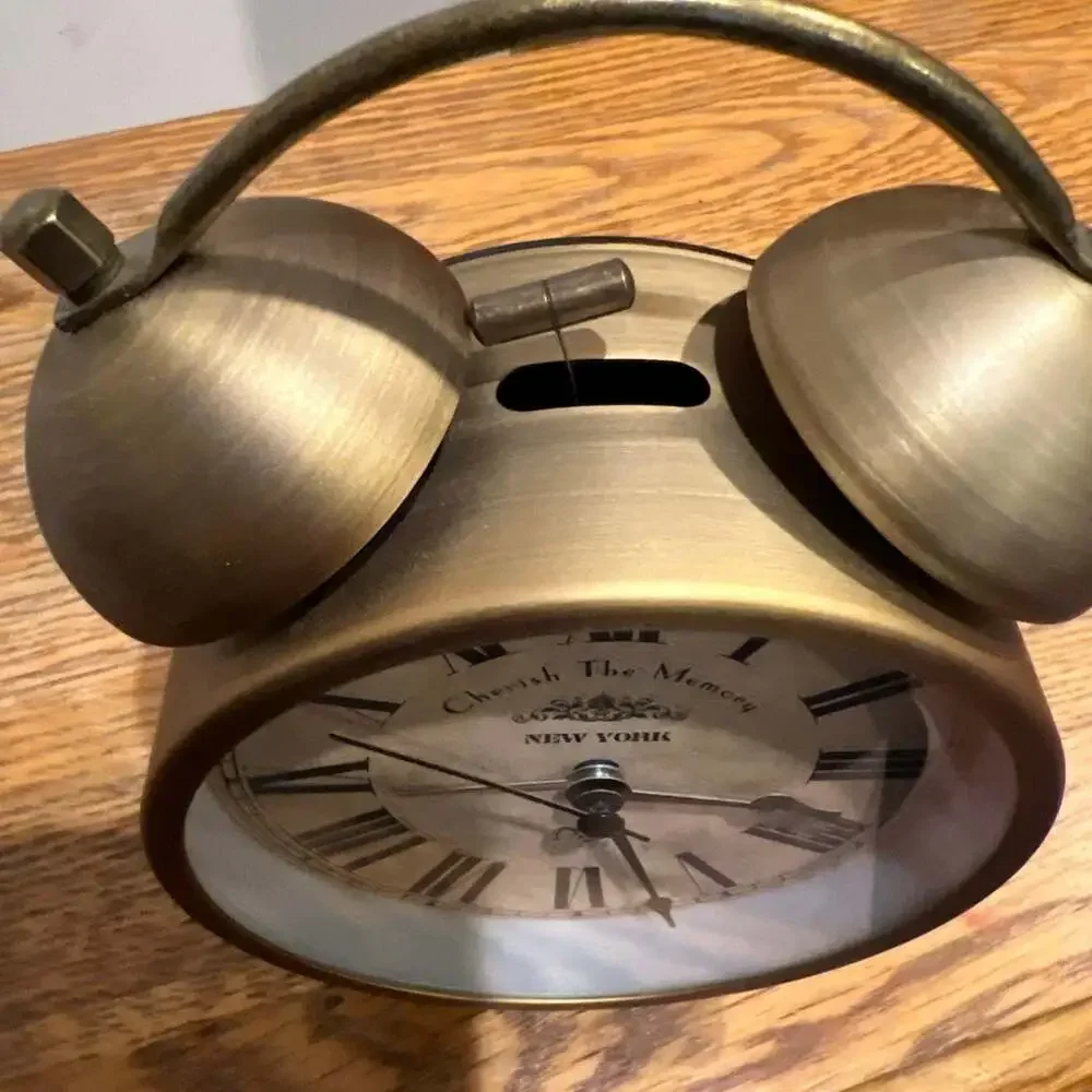 1PC Retro Round‎ Desktop Clock Bell Small Alarm Clock for Home